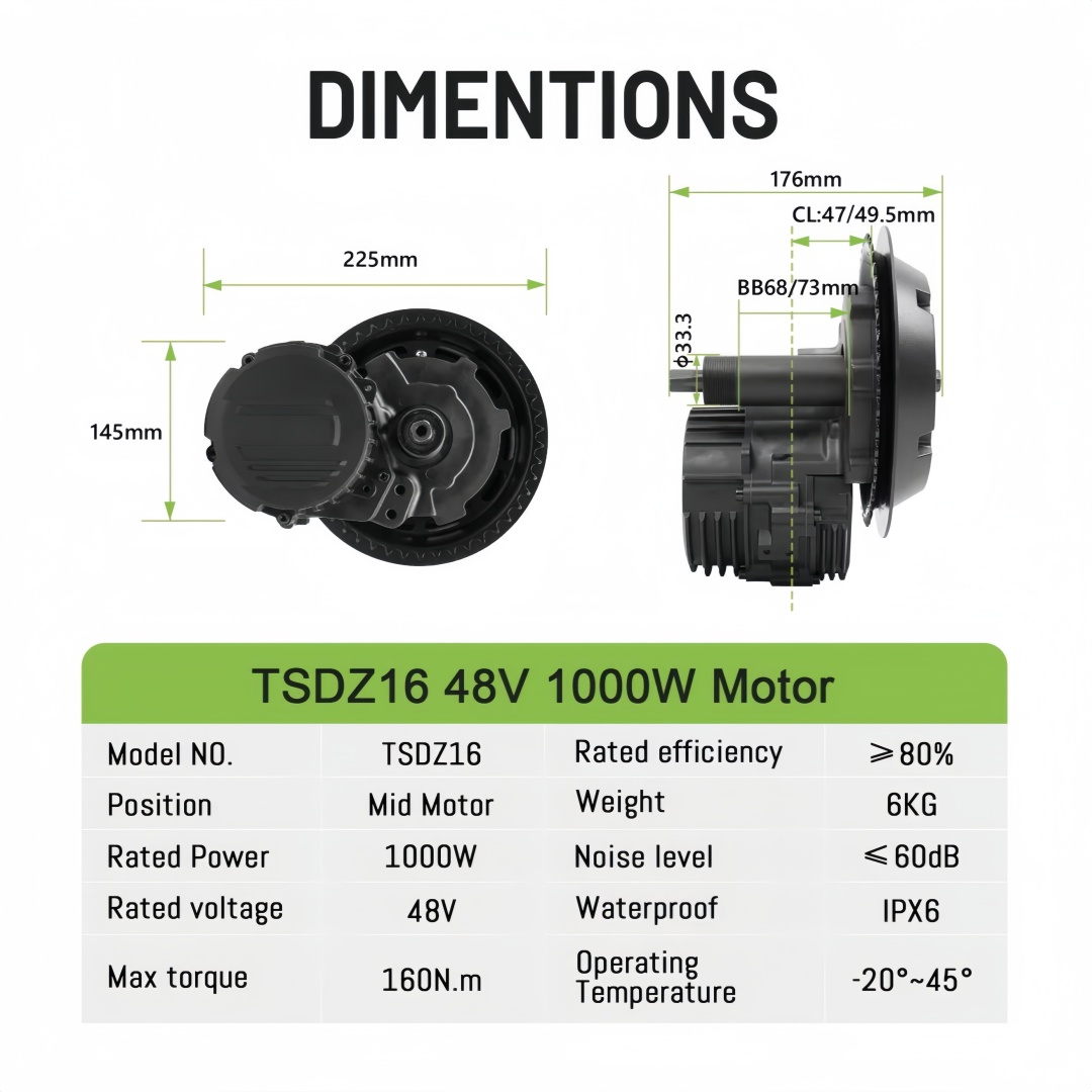 TONGSHENG TSDZ16 48V 1000W Ele - Mid Drive Conversion Kit 1000W recension och pris