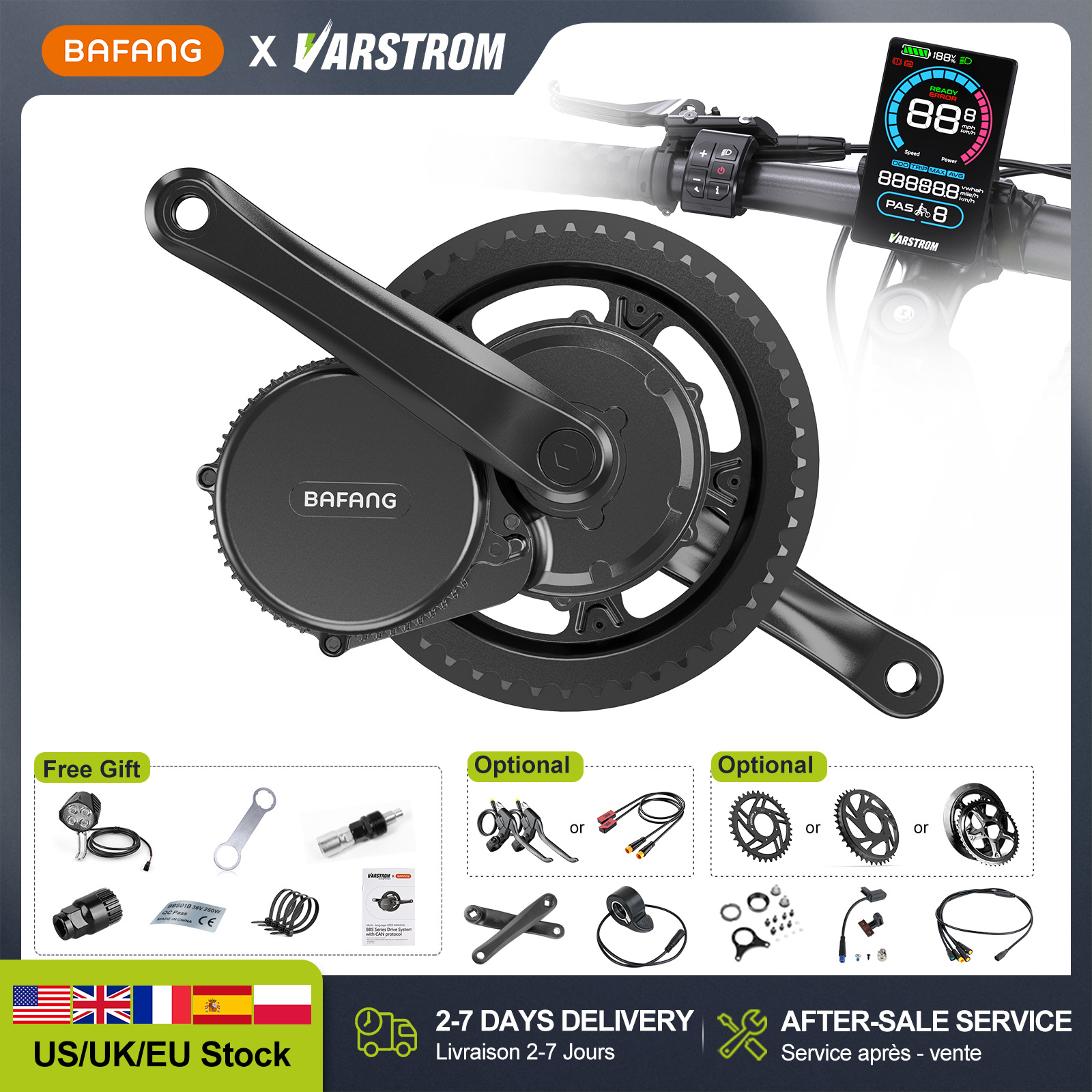 [US Stock] BAFANG 48V 500W 750 - Side Hung Mid Drive Motor Kit recension och pris