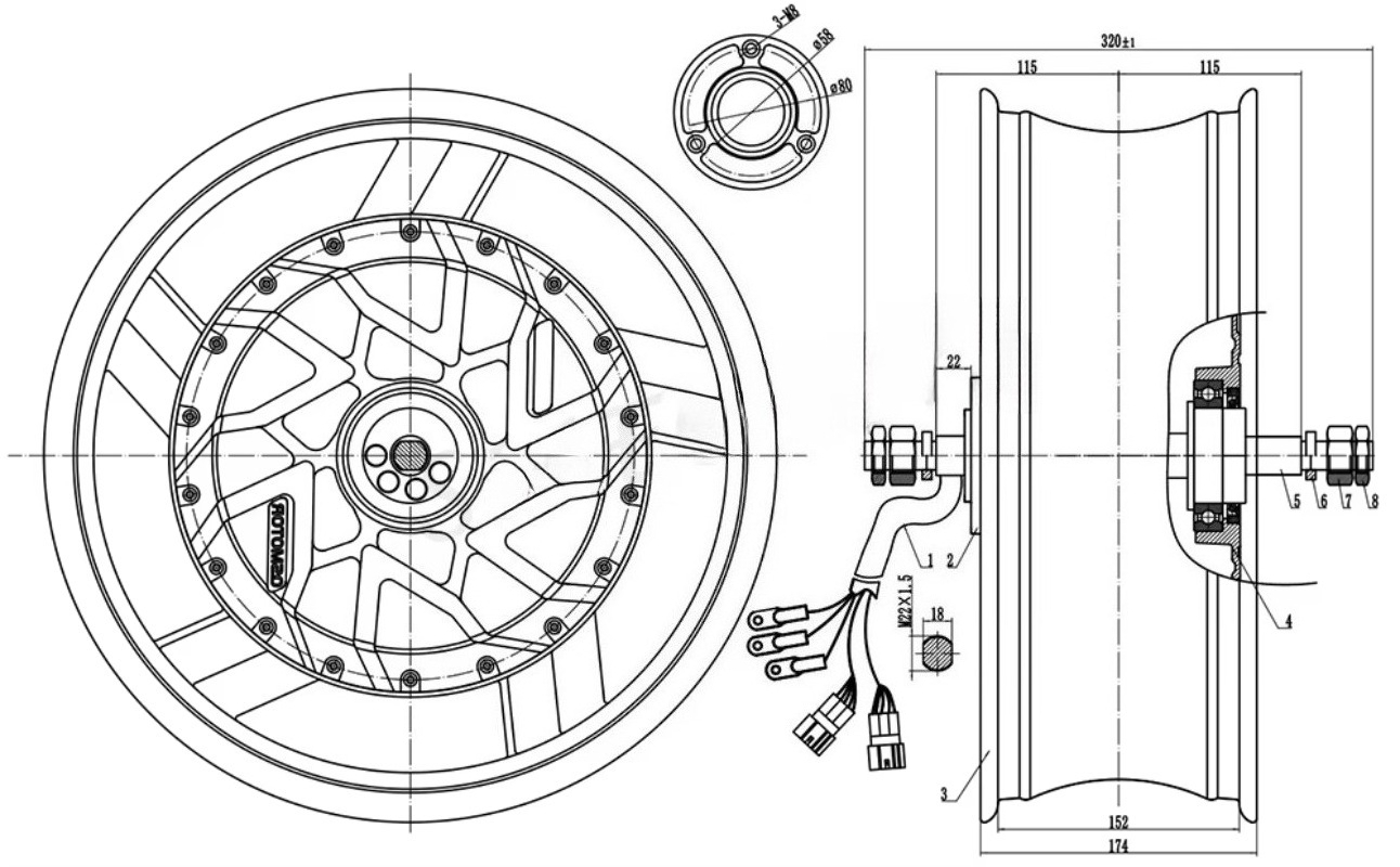 QSMOTOR 17X6.0 Inch 273 12000W - 12000W Electric Motorcycle Hub Motor recension och pris