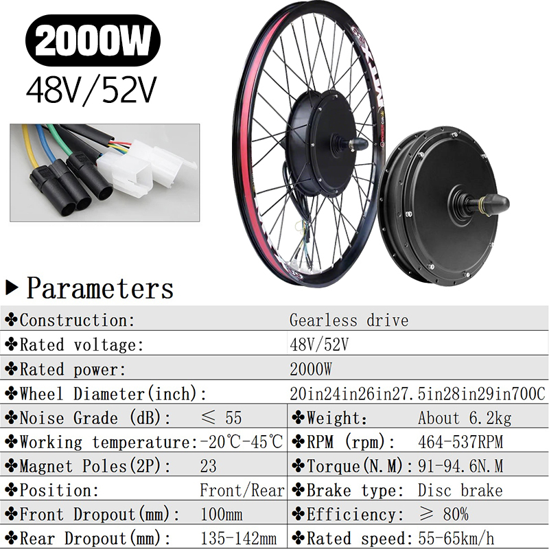 5000W E-Bike Conversion Kit 72 - Gearless Hub Motor Conversion Kit 2000W With Display recension och pris