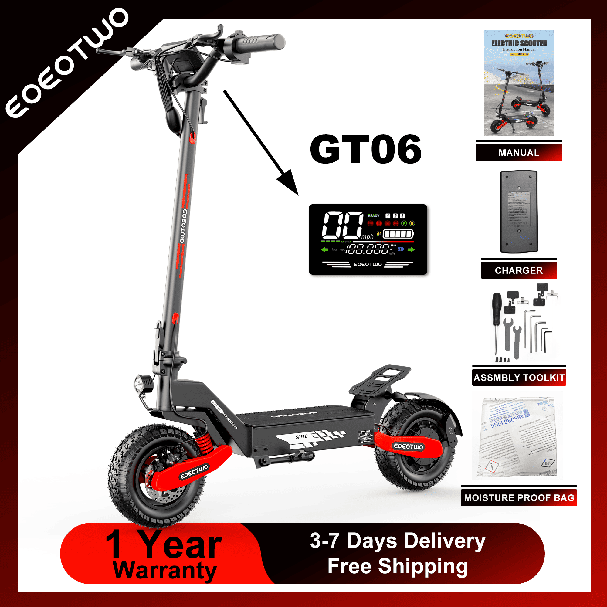 EOEOTWO GT06 Electric Scooter  - Dual Motor Ebike Kit 2000W recension och pris